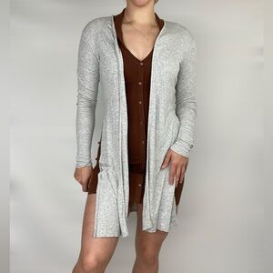 JOAH BROWN Luna Cardigan Long Sleeve Ribbed Slit Lightweight‎ Casual Loungewear